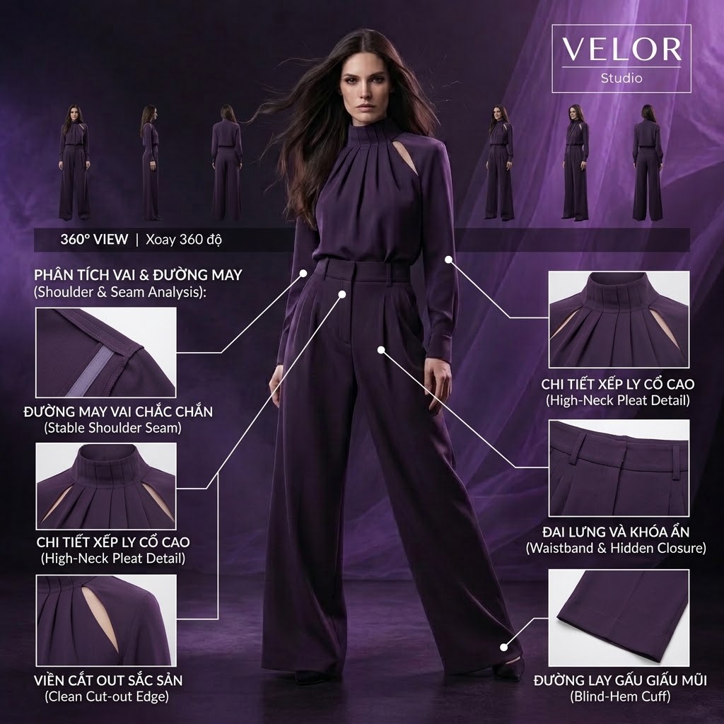 Bộ tailoring nữ Season 1 màu tím mận với phân tích chi tiết thiết kế
